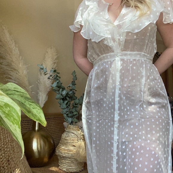 For Love And Lemons Dresses & Skirts - For Love & Lemons White Star Print Sheer Maxi Dress